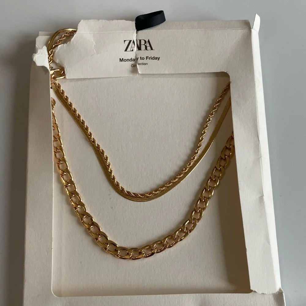 NWT 3 Pack Gold Tone Chain Necklace